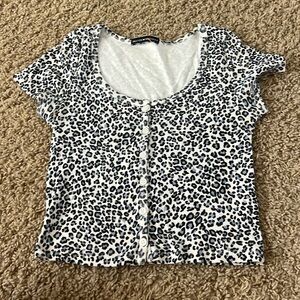 light blue cheetah print brandy melville button top